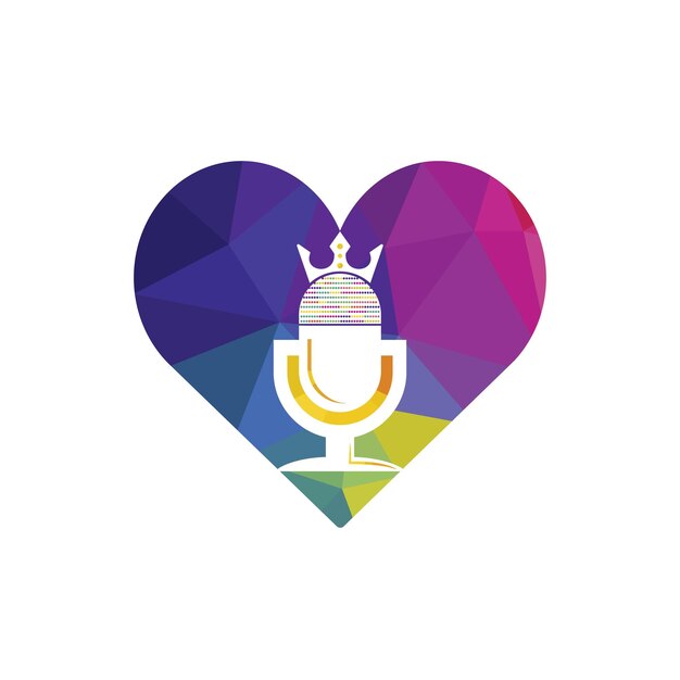 Podcast king vector logo design