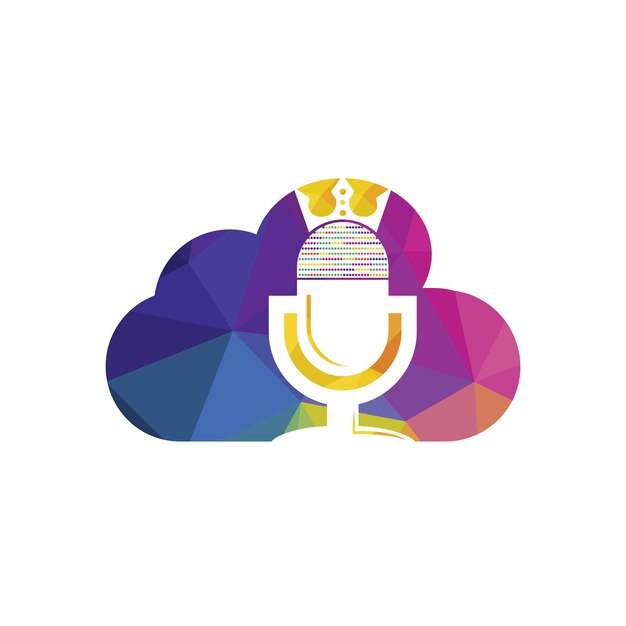 Podcast king vector logo design