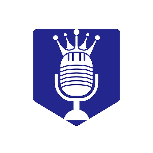 Podcast king vector logo design