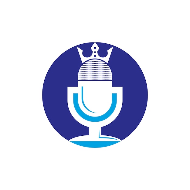 Podcast koning vector logo ontwerp