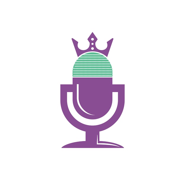 Podcast koning vector logo ontwerp