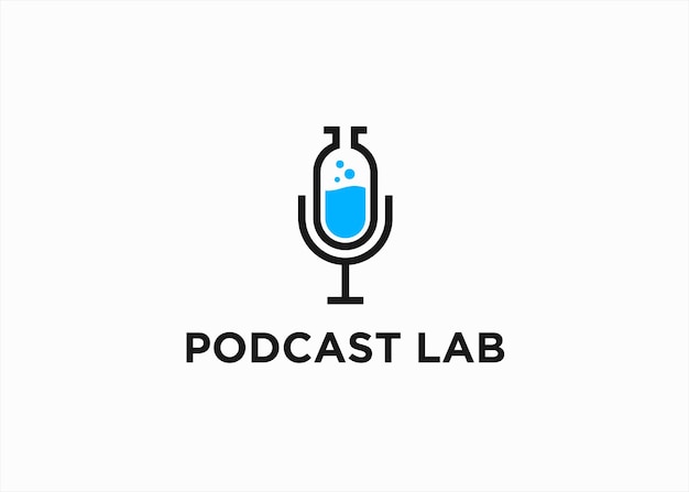 Illustrazione vettoriale di progettazione del logo del laboratorio di podcast