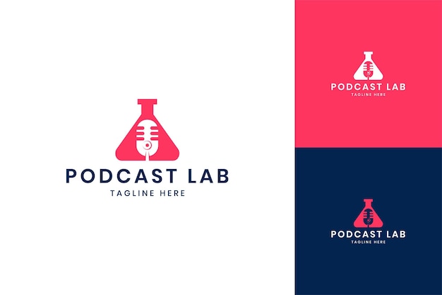 Podcast laboratory negative space logo design