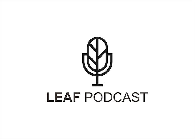 Vector podcast leaf logo design vector illustration