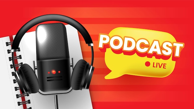 Podcast live flyer banner modello di social media