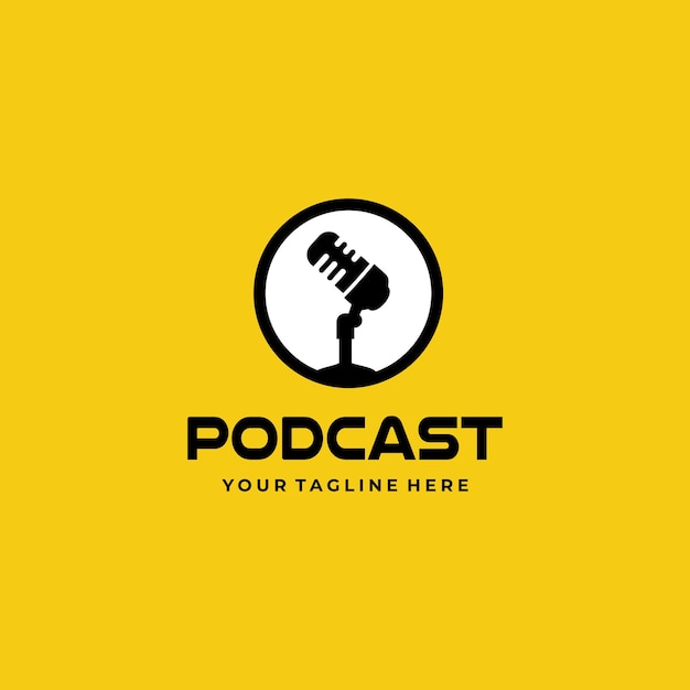 Vettore concetto di design del logo podcast