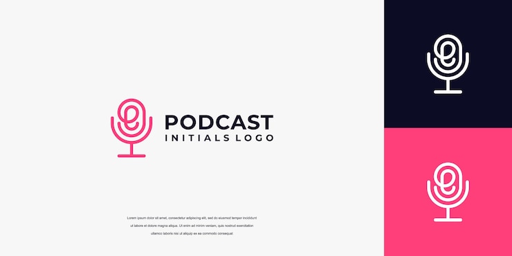 Podcast logo design Letter E podcast logo design template