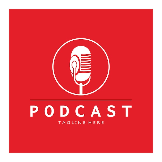 podcast logo met microfoon en oorfoon audio radiogolven voor studio talk show chat informatie delen interview multimedia en web