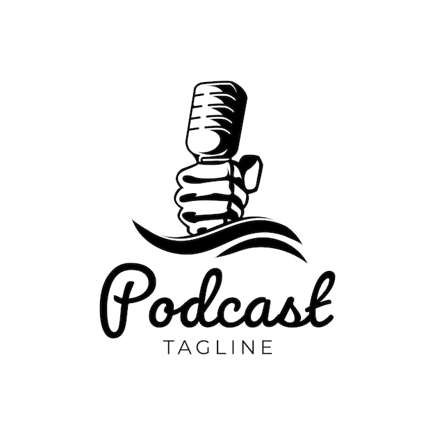 Il logo del podcast in uno stile piatto minimalista isolato su sfondo bianco icona della radio di trasmissione podcast semplice