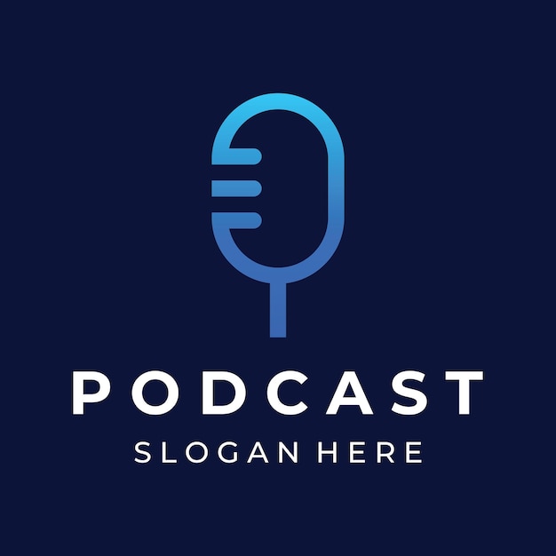 Podcast logo template vector design with modern trendy microphone audio Podcasts for studio interview multimedia and web