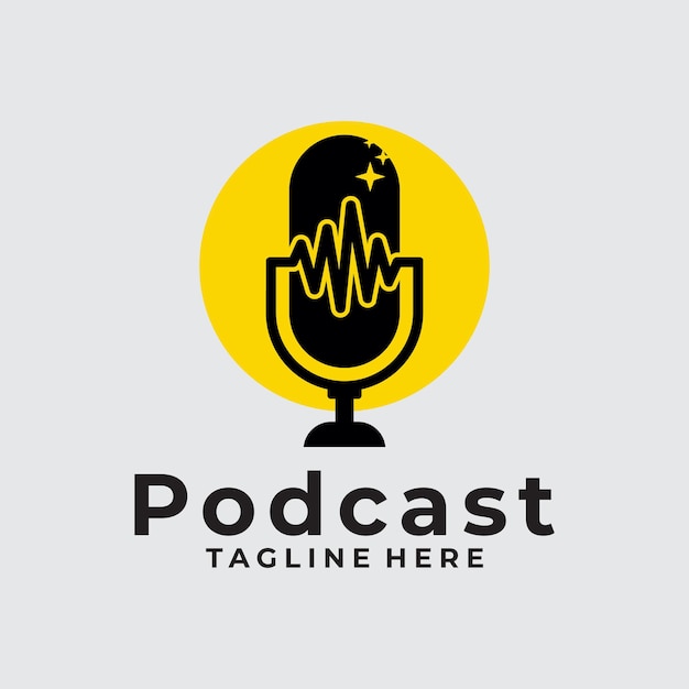 Podcast logo vector ontwerpsjabloon