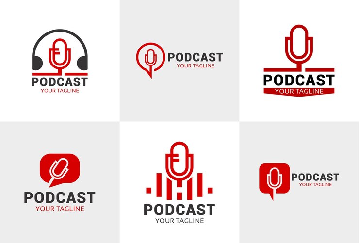Vector podcast logotype audio microphone background signs illustration symbol radio vector icon