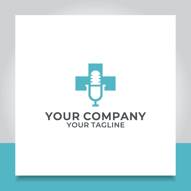 podcast medisch logo ontwerp symbool studio record microfoon voor online ziekenhuis of kliniek