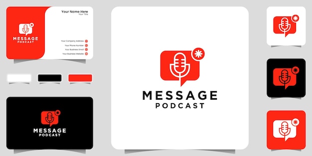 Podcast message logo inspiration, notification, icon and business card design ikon