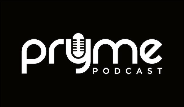 Podcast met microfoon logo ontwerp sjabloon vector
