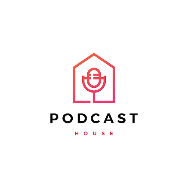 Podcast mic huis huis logo pictogram