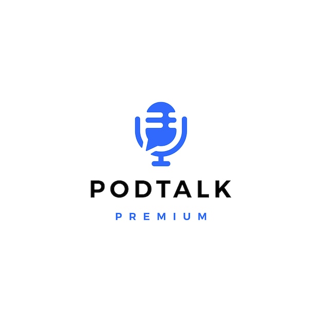 Podcast mic talk chat bubble logo  icon