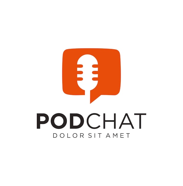 Podcast mic talk chat logo ontwerp pictogram illustratie