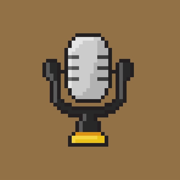 Podcast-microfoon in pixelart-stijl