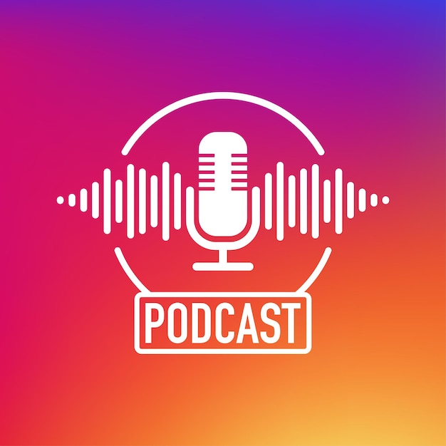 Podcast microphone. Flat design concept Podcast banner. Vector illustration.