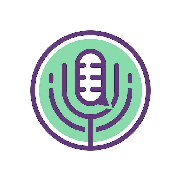 Vector podcast microphone logo premium vector