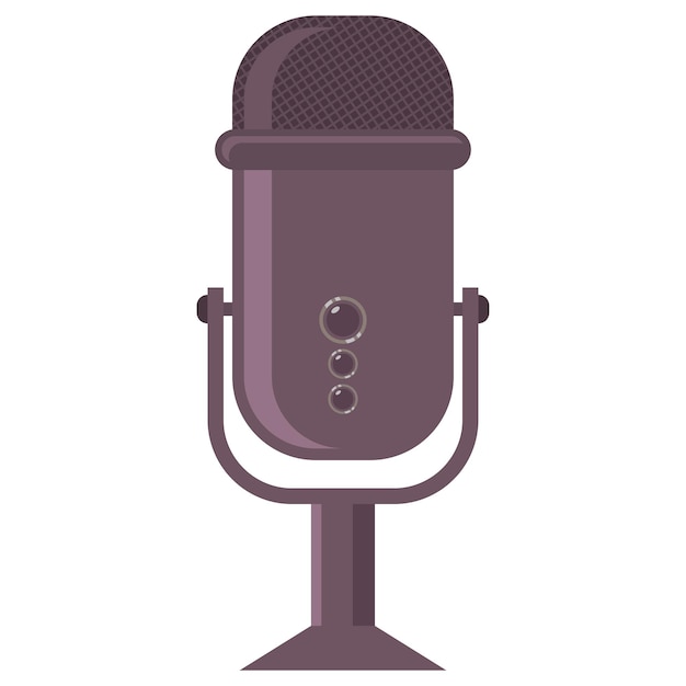 Podcast microphone vector cartoon illustration isolated on a white background