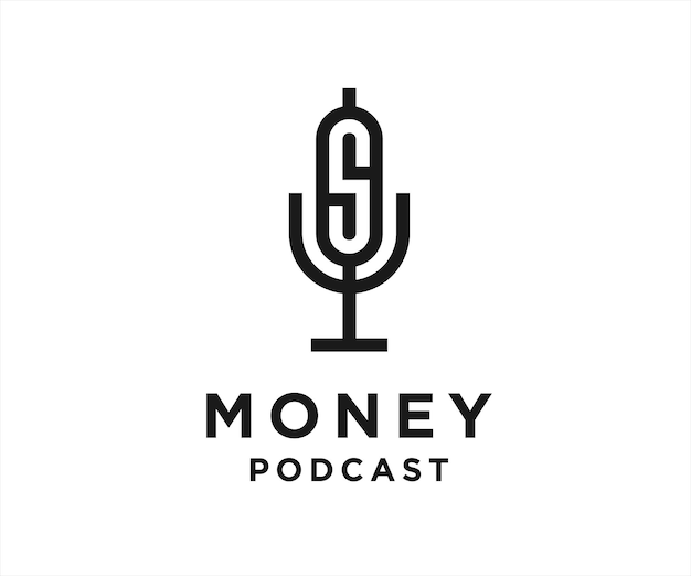 podcast money logo design vector illustration