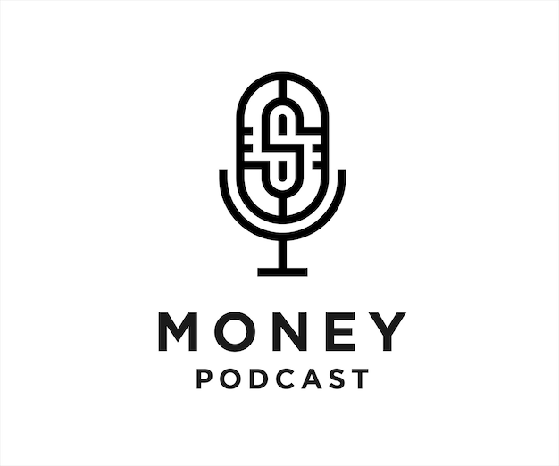 podcast money logo design vector illustration