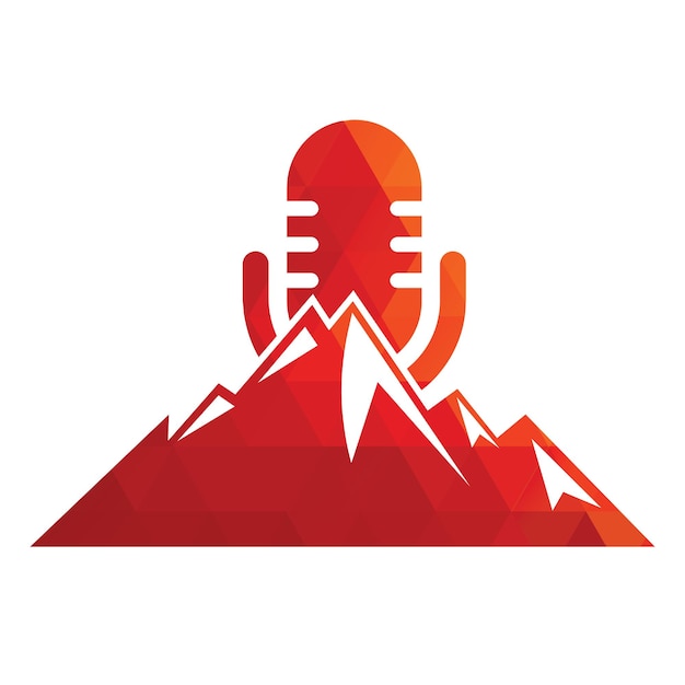 Modello di progettazione di logo di vettore di montagna di podcast