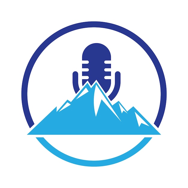 Podcast mountain vector logo design template