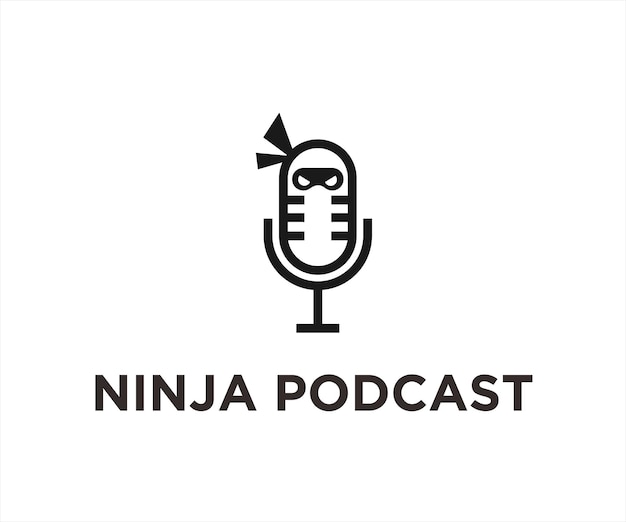 podcast ninja logo ontwerp vectorillustratie