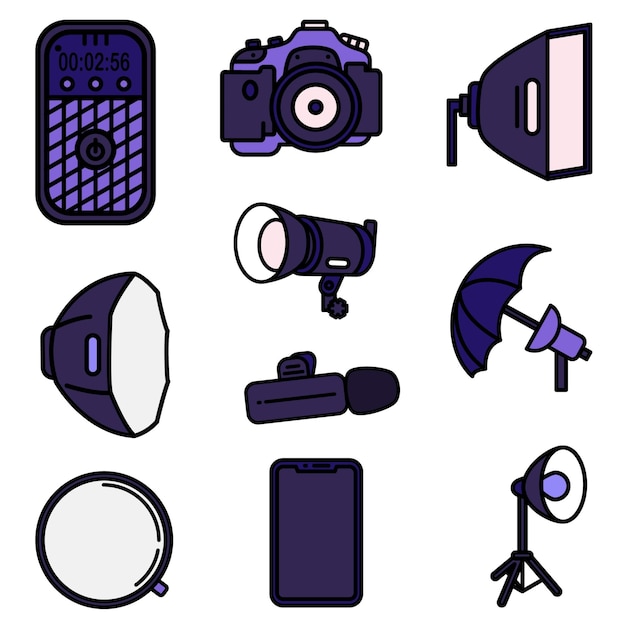 Vector podcast object cute flat line illustration