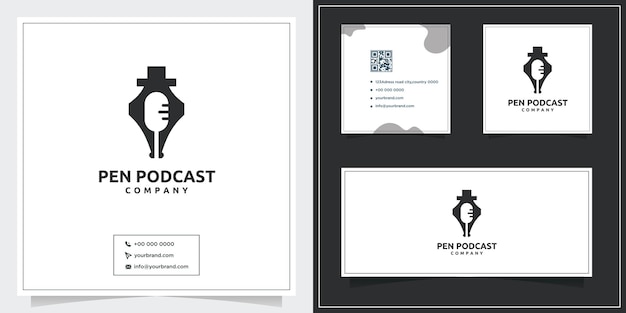 팟캐스트와 펜 컨셉의 로고 디자인