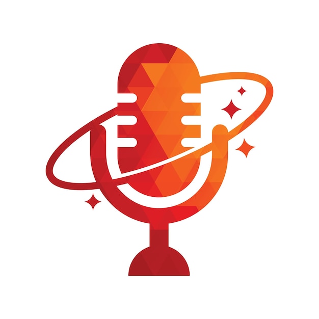 Podcast planet vector logo design. Creative space podcast logo design.