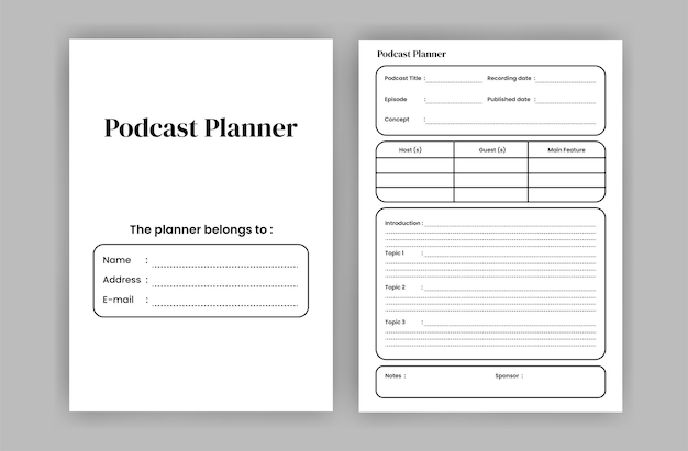 Podcast planner journal planner simple elegant