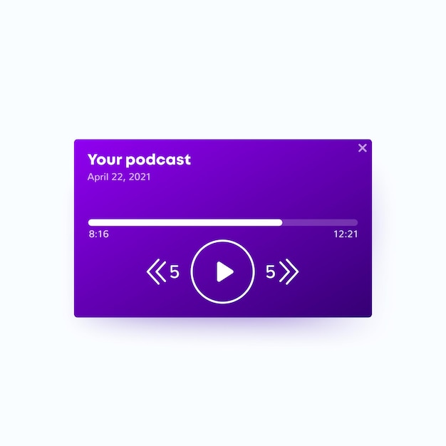 Vector podcast player interface design, vector