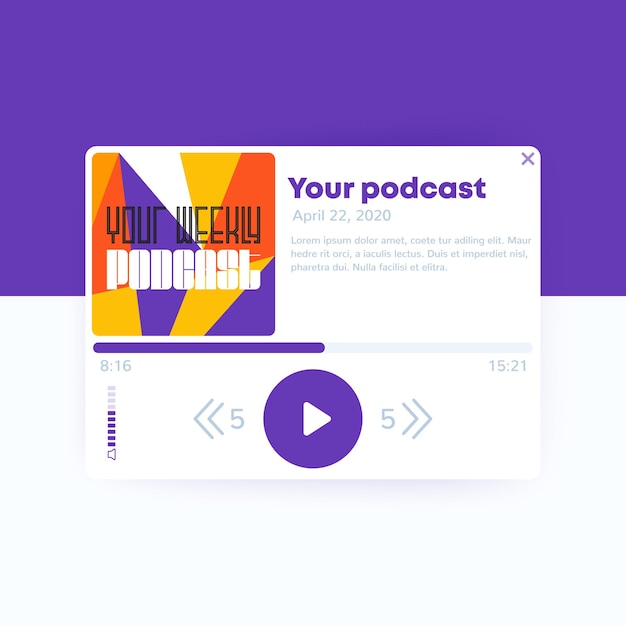 Vector podcast player, ui design, vector interface