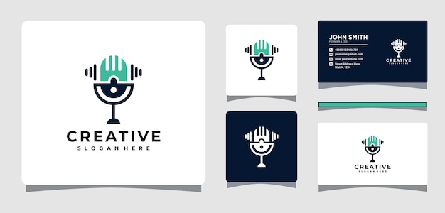 Podcast or radio logo template with business card design inspiration