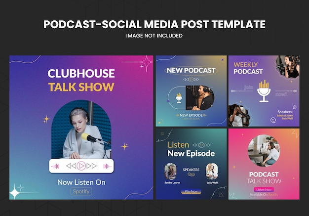 Podcast social media post template kit