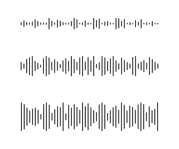 Podcast sound waves set waveform pattern for music player podcast voise message music app audio wave icon equalizer template vector illustration isolated on white background