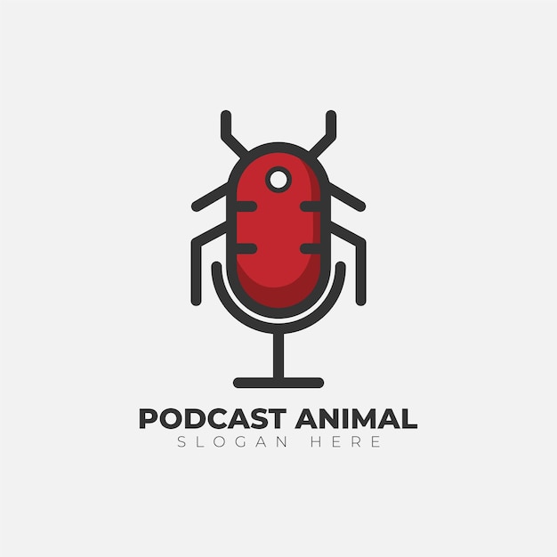 Podcast altoparlante microfono animale logo design