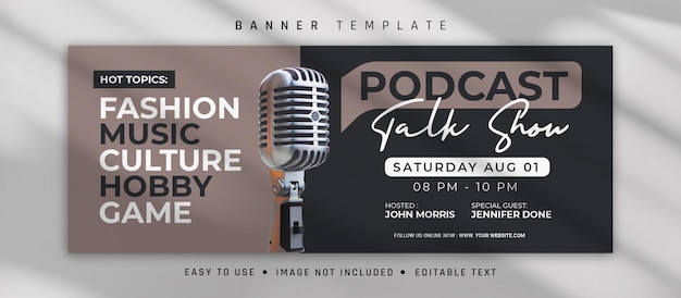 Vector podcast talk show banner cover design template