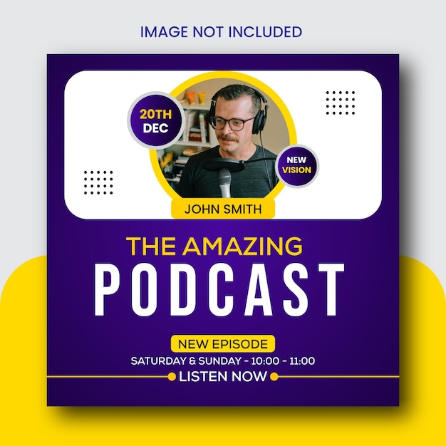 Vector podcast talk show unique social media banner design
