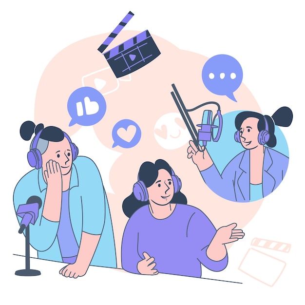 Команда подкастов записывает шоу с удаленным гостем для создателей контента