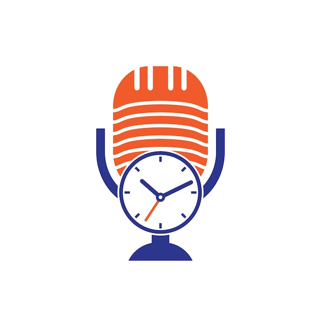 Podcast time vector logo design template