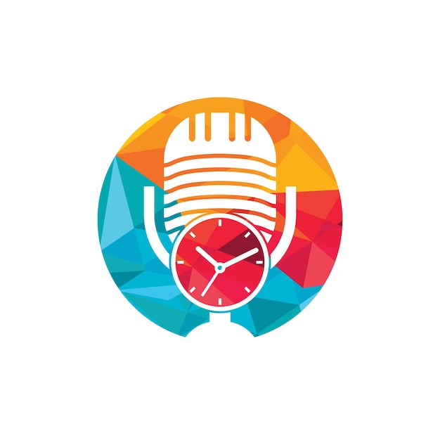 Podcast time vector logo design template