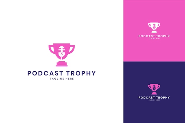 Podcast trofee negatief ruimte logo ontwerp