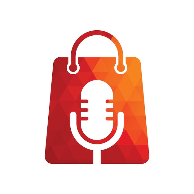 podcast vector logo illustratie microfoon met tas logo