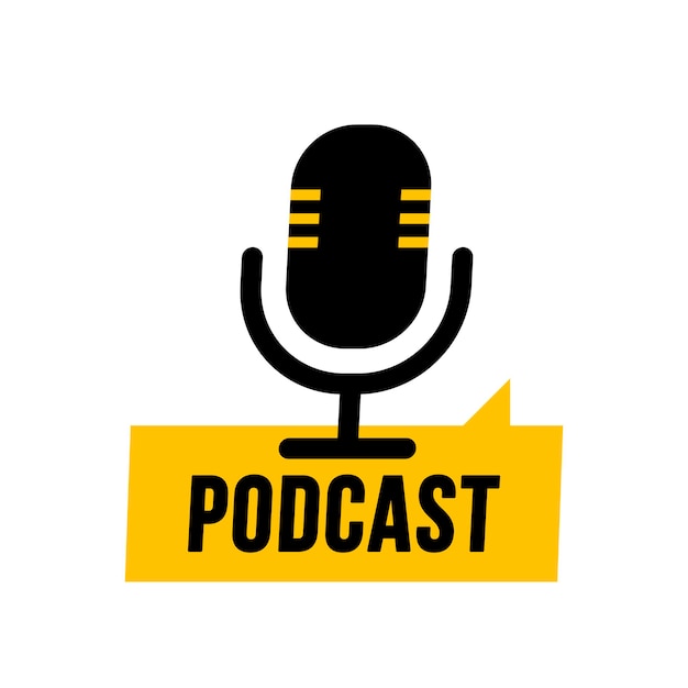 Podcast vector platte illustratie pictogram logo ontwerp op witte achtergrond