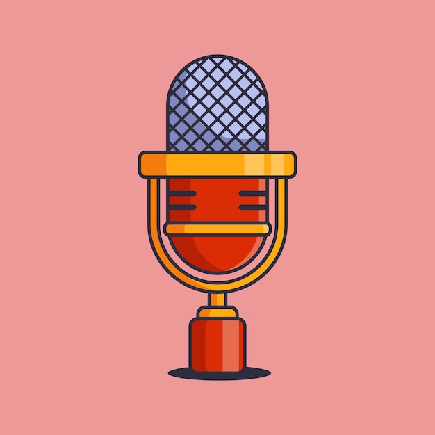 Podcast vintage microfoon cartoon vector illustratie